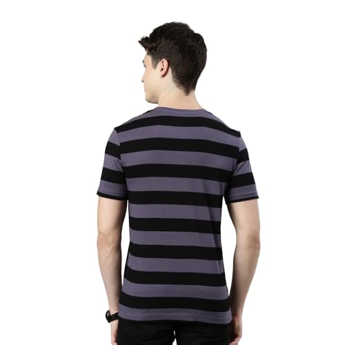 Image of FASO Men's Yarn Dyed Striped T-Shirt | Super Soft Combed Cotton | Sporty Big Stripes | Half Sleeves | Customized Comfort Fit for Smart Casual Wear