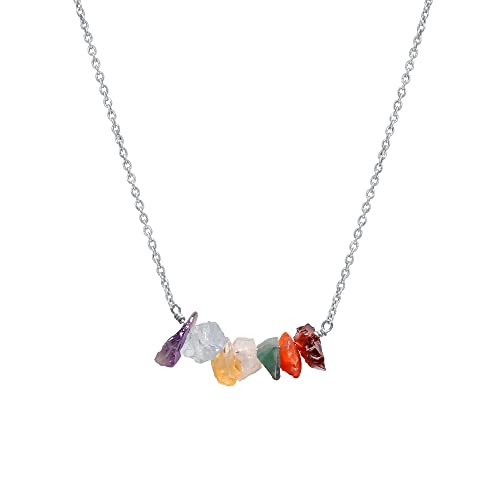Gemkora 7 Chakra Energy Pendant Necklace for Boosting Success-Good Fortune and Protection, Sterling Silver Chain 18 inch