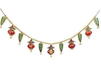 Samariya Metal Kalash and Leaves Toran Bandarwal Door Hanging for Entrance Toran for Mandir Traditional Door Hanging Toran for Gift, Wall Hanging for Main Door Latest Home Decoration (36 inch Length)