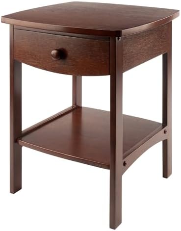 Winsome 22 x 18 x 18-Inch Wood Curved End Table/Night Stand with One Drawer, Brown (94918) Winsome 22 x 18 x 18-Inch Wood Curved End Table/Night Stand with One Drawer, Brown (94918)