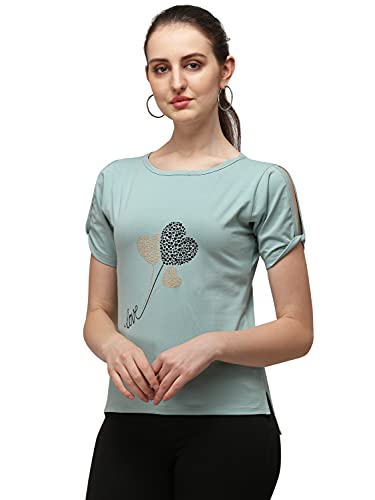 Image of DHRUVI TRENDZ Women's Regular Fit Tops | T Shirt for Women | Tops for Jeans for Women | Tops for Women | Western Tops for Women Stylish | T-Shirt for Women