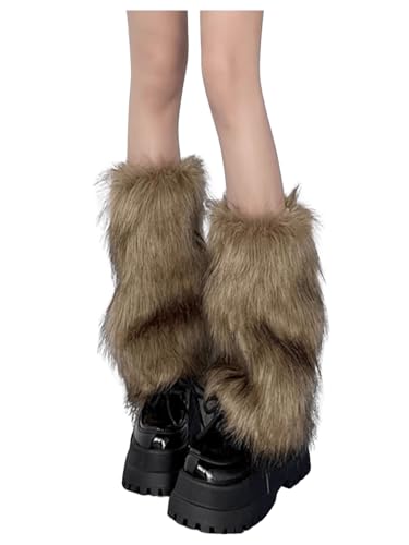 Milumia Women's Faux Fur Leg Warmers Y2K Rave Vintage 80s Fuzzy Short Cuff Covers