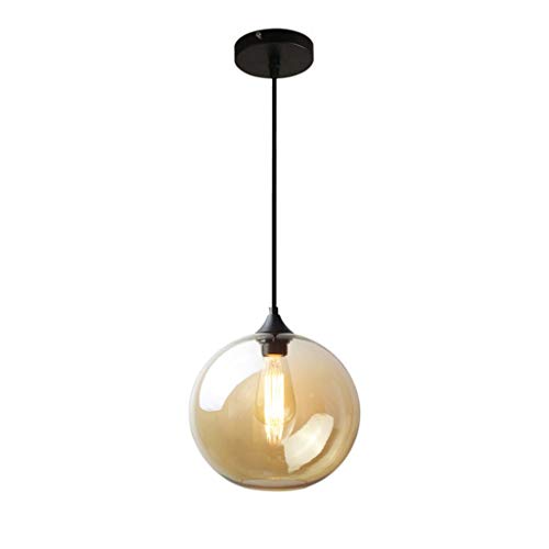 Lampe à suspension Vintage industrielle en métal finition boule de verre clair abat-jour rond Loft lampe de suspension rétro plafonnier boule rétro...