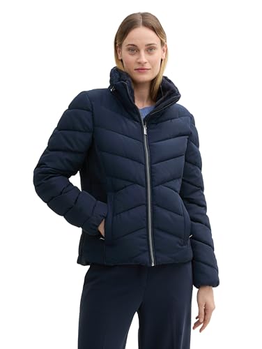 TOM TAILOR Damen Puffer Winterjacke mit Kunstfell am Kragen, 10668 – Sky Captain Blue, M