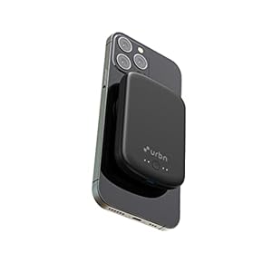 URBN 5000 mAh Premium Black Edition Magsafe Power Bank | 15W Fast Wireless Charging |Strong Magnetic Hold | Type C Input/Output | Pass Through Charging | MagTag Ring Included | (Black)
