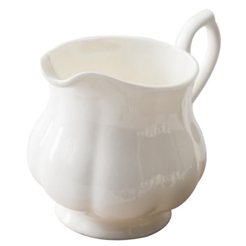 PERSELOSO ヨーロッパセラミックミルクカップ 滑らか仕上げ多用途クリーマー コールド ホットドリンク対応 デザートショップ カフェ用容器