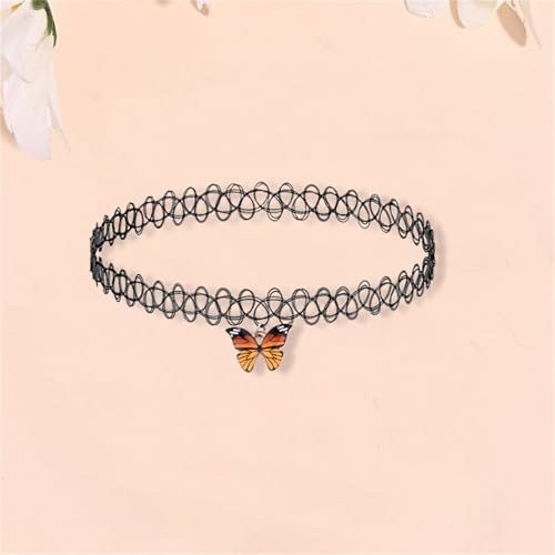 Black Tattoo Choker Necklace for Women Charm Handmade Bohemian Lace Butterfly Necklace Retro Gothic style Choker Necklace 80s 90s Jewelry Accessory4