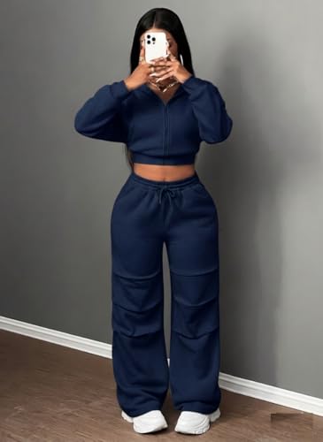 Image of Q - RIOUS Women's Baggy Mid Waisted Lounge Sweat Pants with Drawstring Athletic Flared Joggers with Pockets