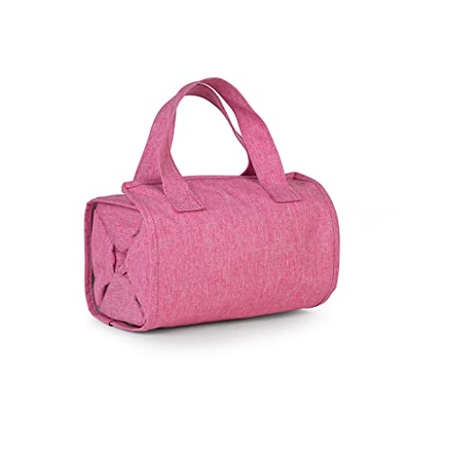 4-in-1 hanging Toiletry bag | Roll-up makeup organizer with 4 detachable PVC zip pouches| travel toiletry bag for women and men 600D oxford fabric material organize Make up , Cosmetics, First Aid, Medicine, Personal Care, Brush Holder Pink