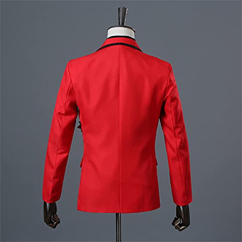 Mens 2 Pieces Luxury Embroidered Suits 1 Button Print Dinner Tuxedo Jacket Pants Prom Wedding Elegant Blazer Dress Suit (Red,X-Large)3