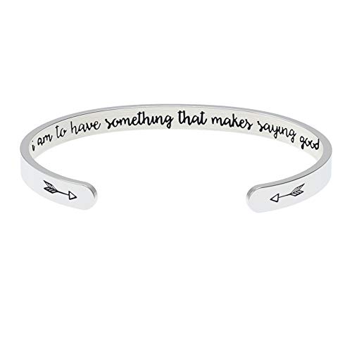 How Lucky I Am to Have Something That Makes Saying Goodbye so Hard Inspirational Bracelets for Women Personalized Mantra Jewelry Best inspiring Gifts for Her Engraved Hidden Message Quote Cuff Bangle Motivational Gifts for Teen Girls Friends