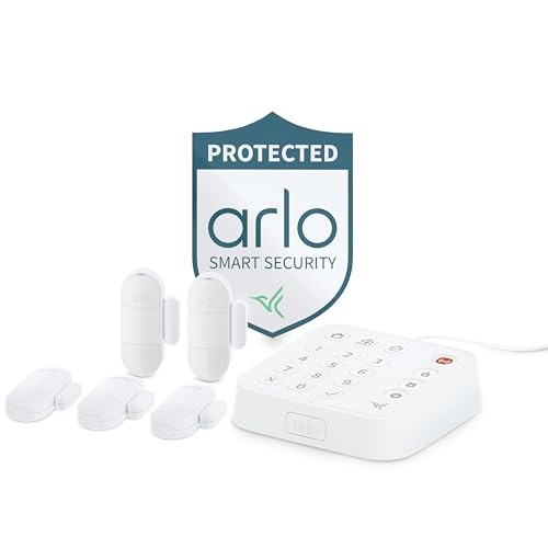 Arlo Home Security System – Alarm System with Wired Keypad Sensor Hub, 5 8-in-1 Sensors & Yard Sign – No Contract Required – DIY Installation – White, SS1501