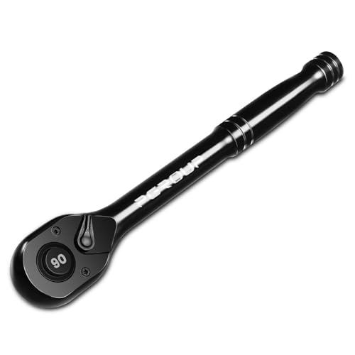 pgroup 1/4-Inch Drive Ratchet Wrench, 90 Tooth Reversible Ratchet, 4-Degree Swing, Ergonomic Handle, Chrome Alloy Made, Quick Release Ratchet Wrench for Repairing, Home, DIY