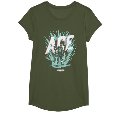 Six Siege ACE Officially Licensed T-Shirt, Girls, Olive Green, Medium