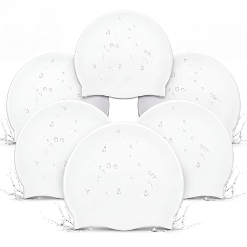 Syhood 6 Pack Swim Caps,White