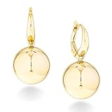 MiaBella 18K Gold Over Sterling Silver Italian High Polished Round Bead Ball Dangle Leverback Earrings for Women 12mm, 14mm 925 Made in Italy (14mm (9/16 Inch))