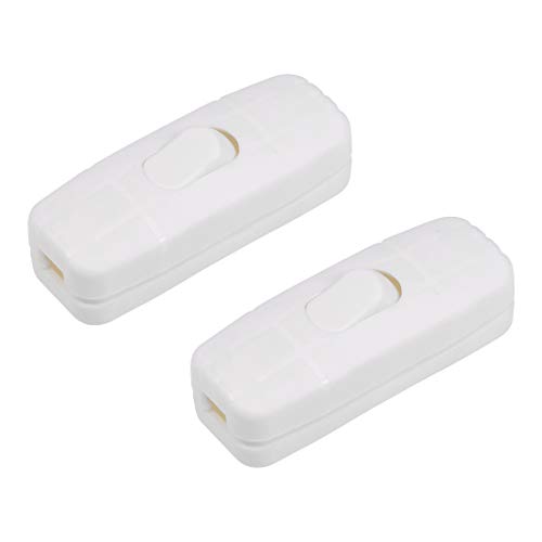 Uxcell Inline Cord Switch Ac 250V 2A On-Off Spst Feed-Through Rocker Switch, For Bedroom Table Lamp Desk Light White (Pack Of 2) #TOP21