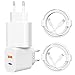 Produktbild USB C Ladegerät mit USB Adapter [ 2 in 1 ] 2er Pack Ladeadapter für iPhone/iPad/Kopfhörer/Handy Netzteil Mehrfach Ladestecker PD 3.0 Schnellladegerät Steckdose usbc Stecker Charger (weiß, mit Kabel)