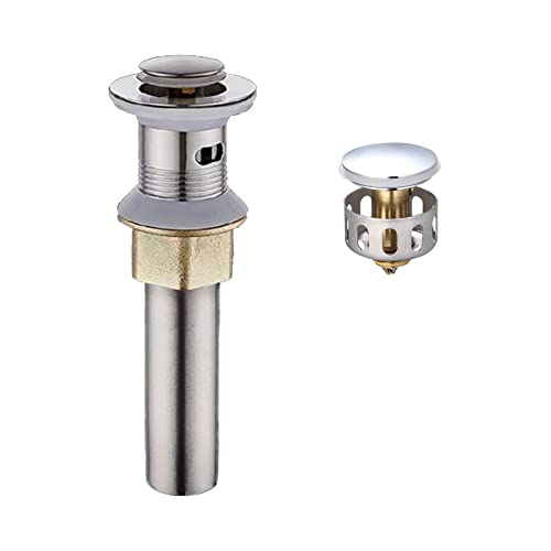Decohomeforu Tapón de drenaje para fregadero de baño, drenaje desplegable con desbordamiento, drenaje para fregadero de recipiente con cesta coladora, colador de drenaje antiobstrucción, antiexplosión