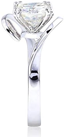 Kobelli Forever One (D-F) Moissanite Solitaire Curve Ring 2 CTW 14k White Gold