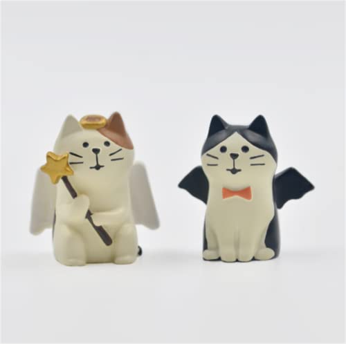 Molinka Mini decoración de jardín de gato de ángel, gato demonio, figuras Micro paisaje, ornamento de resina para casa de muñecas, muebles de jardín, 2 unidades / set Cover