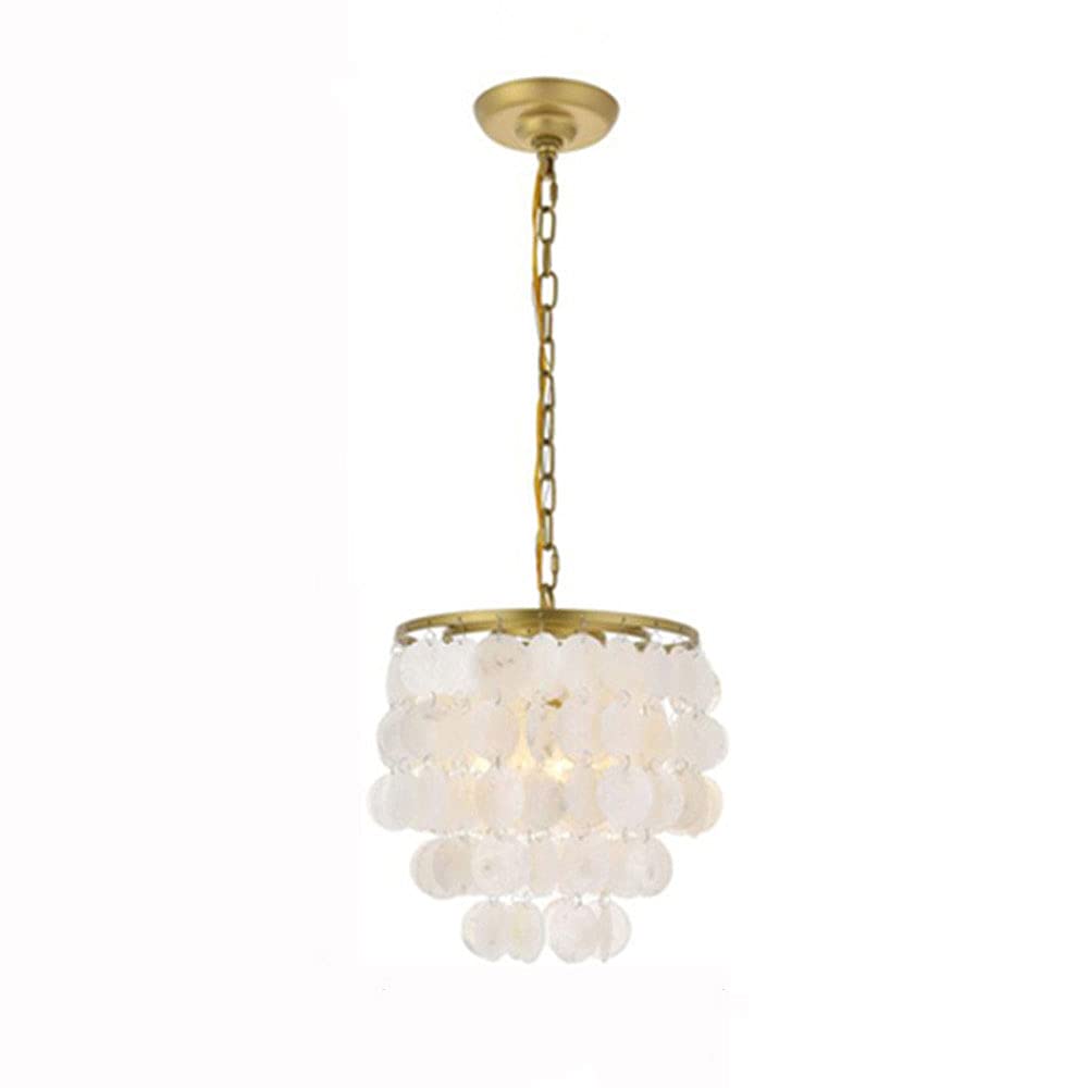 Lámpara Colgante De Concha De Nácar Capiz, Lámpara De Techo Colgante Estilo Bohemio Costero con Casquillo E26, Ideal para Dormitorio, Sala De Estar Y Comedor. Gold A