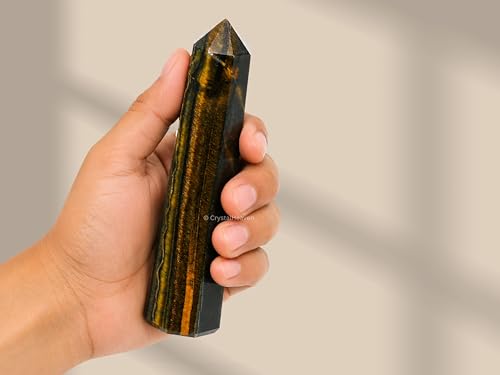 Image of Crystal Heaven Certified Multi Tiger Eye Crystal Tower Obelisk Point For Chakra, Healing & Balancing-Aaa Grade Original Certified Gemstone Agate For Reiki Meditation Yoga Spiritual (3-4 Inches)