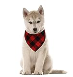 WORDERFUL Dog Bandana Bibs Pet Plaid Cotton Scarf Washable Triangle Head Scarfs Accessories Neckerchief for Small and Medium Dogs and Cats (Plaid, M)