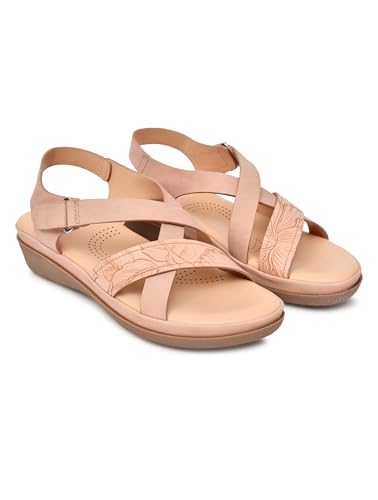 Image of Moshun Criss Cross Sandals for Women & Girls | Multi Strap & X Strap Flat Sandals, Bounce Back Technology Footbed with Adjustable Strap, Anti-Slip Sole | Lightweight Daily Wear Casual Slip-On Sandals