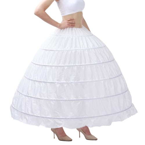 Plus Size Hoop Skirt,Long Fluffy Hoop Petticoat Skirt for Women Under Dress - Poofy Wedding Skirt, Hoop Skirt Petticoat White