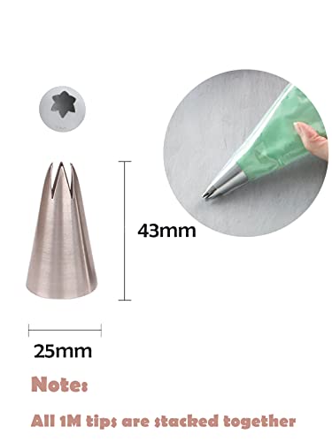 1M Piping Nozzle Set,3 Pcs Icing Nozzles 1M,Seamless 1M Open Star Piping Tip,1M Nozzle for Cake Decorating