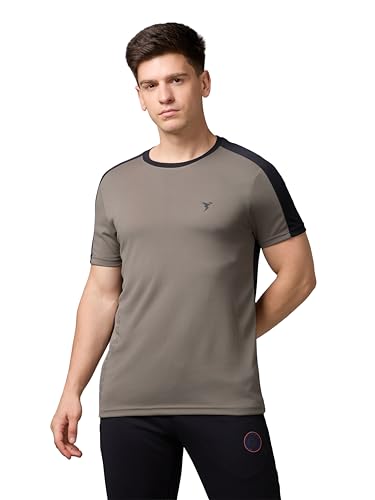 Image of TECHNOSPORT Men's Solid Slim Fit Polo Collar T-Shirt MATPIQ Half Sleeve Button Polyester for Gym Running Workout UPF50+ Anti Odour