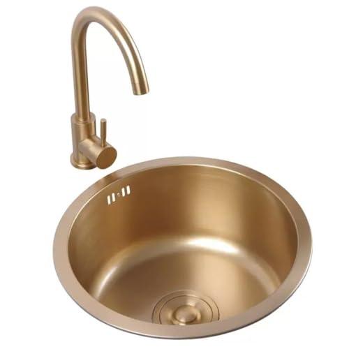 Fregadero Redondo Compacto de Acero Inoxidable, Ideal para Cocina, baño y autocaravanas (32 x 32 x 17 cm) (diámetro: 40 x 40 x 19 cm)