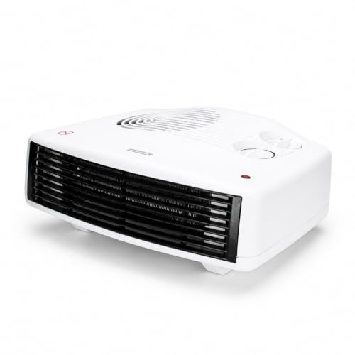 STATUS Flat Fan Heater 3000W (3kW) White Portable Electric Radiator with 2 Heat Settings Adjustable Thermostat Overheat Protection & Carry Handle (FFH1P3000W1PKB)