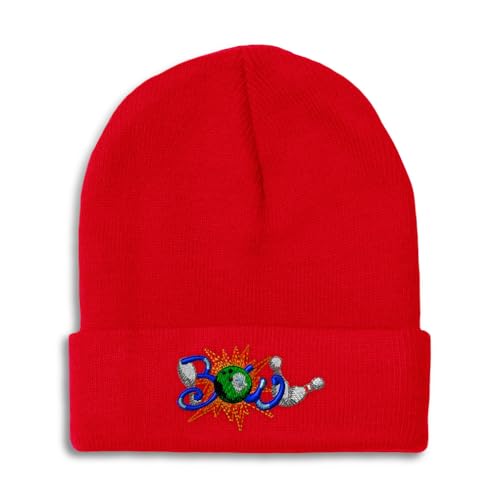 Speedy Pros Beanies for Men Bowling Sport Bowl Logo Skull Cap Winter Hats Women Acrylic One Size Red Design Only