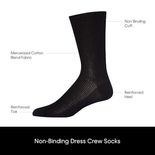 Calvin Klein Mens Dress Crew Socks - 6 Pack Soft Cushioned Non-Binding Cotton Work Dress Socks for Men (Sizes: 7-12)3