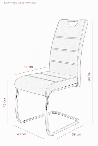 Miniatura 3 de Apollo Flora Set De 4 Sillas Basculantes, Sillas De Cocina De Piel Sintética Color Marrón Capuchino, Orificio De Agarre, Estructura De Metal Cromado, 42 X 57 X 98 Cm