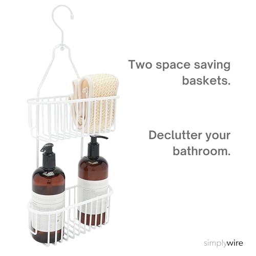 simplywire – 2 Tier Hanging Shower Caddy – Rust Resistant – White - Cosy Home Interiors simplywire – 2 Tier Hanging Shower Caddy – Rust Resistant – White - Image 5