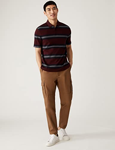 Image of Marks & Spencer Mens Striped Cotton Collared Neck Regular Fit Polo Shirt