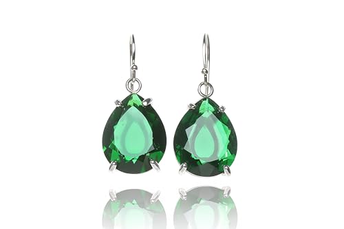 Boucles d'oreilles émeraude poire pour mariée et grandes occasions habillées