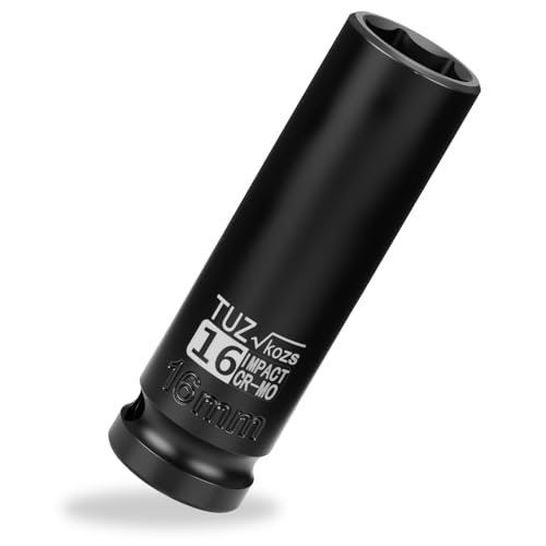 Image of 1 /2 Inch Drive 16mm Deep Metric Impact Socket,CR-MO,6 Point Radius Corner Design,Square Chamfered Opening,Axle Nut Impact Grade Socket for Easy Removal