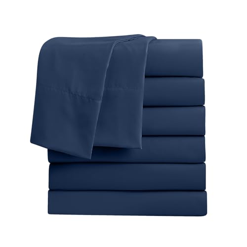 FreshCulture Full Flat Sheets Only, Pack of 6, Soft Microfiber Bedding Sheets for Home, Salons, Hotels, Bulk Flat Sheets Only Full Size (Navy Blue) by FreshCulture - Used condition - US$27.02