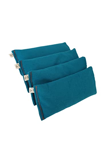 Peacegoods Pack of (4) Unscented Eye Pillows - 8.5 x 4 - Flax Seed - Weighted - Soft Cotton Flannel - Yoga Massage Meditation Sleep - Bulk - Teal Green