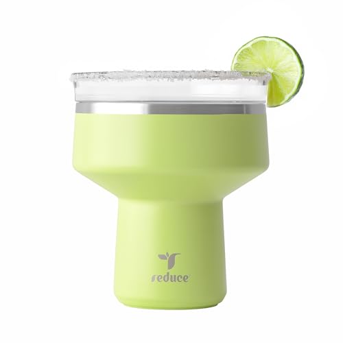 REDUCE Saltini - Bicchiere da cocktail da 473,6 ml, con coperchio, mantiene le bevande fredde per 10 ore, alternativa al bicchiere Martini da 360 bicchieri, infrangibile, perfetto per le feste, mojito