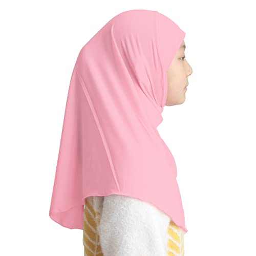Modest Beauty Girls Hijab Muslim Kids Scarf Headwear Solid Color for 7-12 Years Ready to Wear