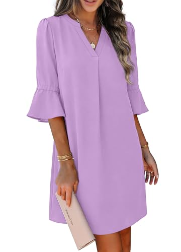 RUMIA Summer Dresses for Women 2025 Casual Wedding Guest Dress V Neck Lightpurple XL