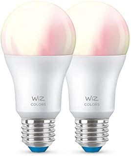 WiZ Colour [E27 Edison Screw] Smart Connected WiFi Light Bulb 2 Pack. 60W Colour and White Light, App Control for Home Indoor Lighting, Livingroom, Bedroom.