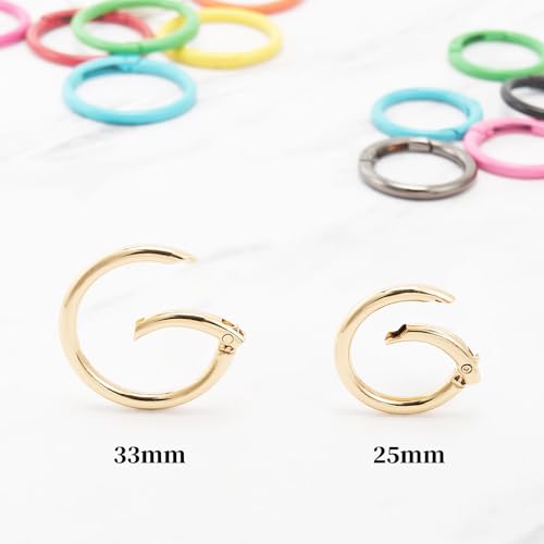 Image of DEVPSISR 15pcs Trigger Spring O Rings Round,Metal Keychain Ring Round Carabiner Clips for Keyrings Buckle, Bags,Purses