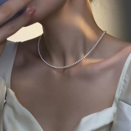 Boho Hochzeit Weißer Kleine Perlen Halskette Dünne Zierliche Perle Halsband Anhänger Mini Perlen Kette Braut Minimalistische Perlenbesetzt Choker Zarter Halsreif Niedlicher Vintage Einfache Frauen