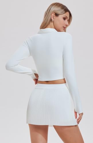 Image of AFZ Pleated Tennis Outfits Woman Polo Athletic Dresses Golf Clothes Athleisure Sets with Shorts